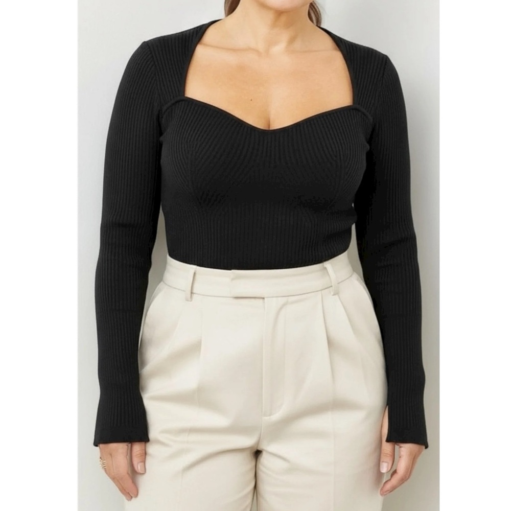 Reformation Black Ribbed Sweater